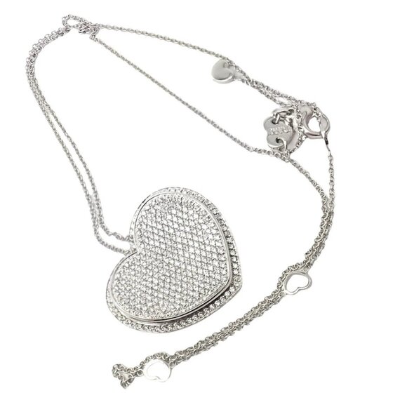 New! Authentic Pasquale Bruni 18k White Gold 2.02ct Pave Diamond Heart Necklace - Picture 13 of 16